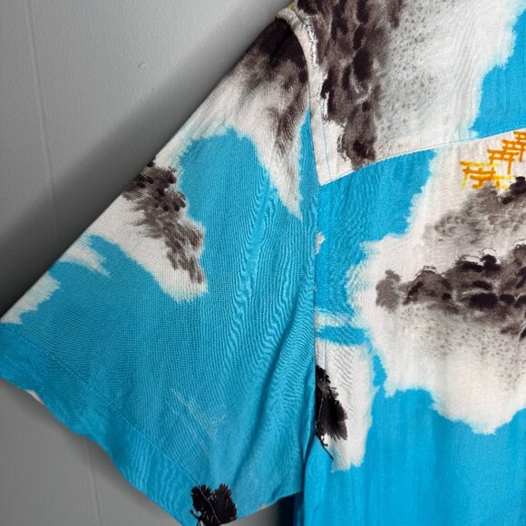 All Saints Standard Fit Blue Resort Shirt - Picture 4 of 6